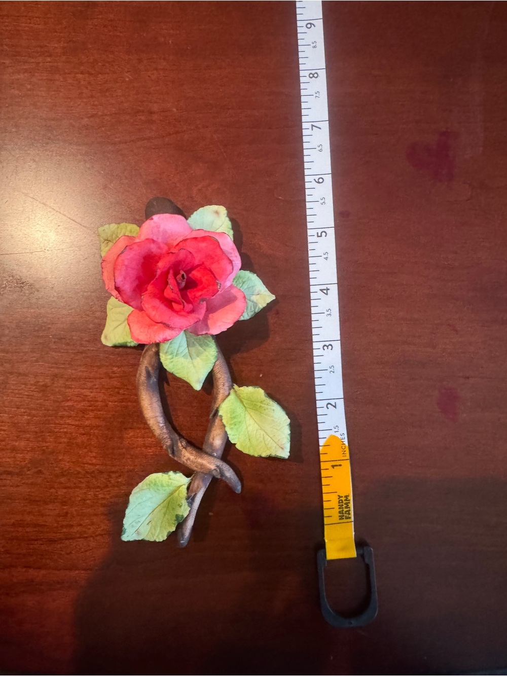 Vintage porcelain rose branch sculpture
